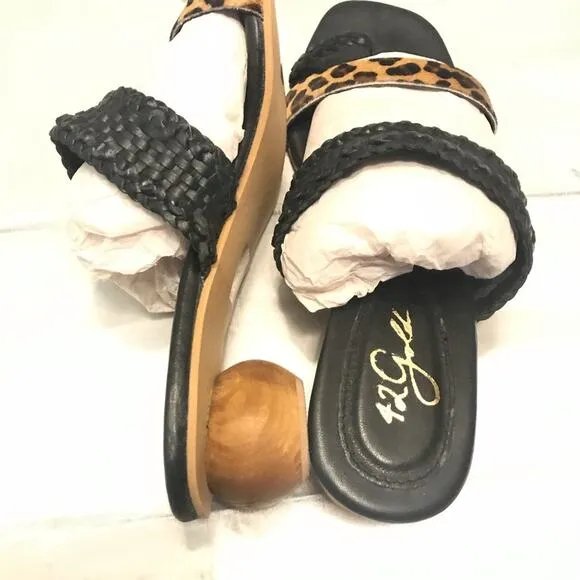 42 Gold NAYA SLIDE SANDALs leopard pony