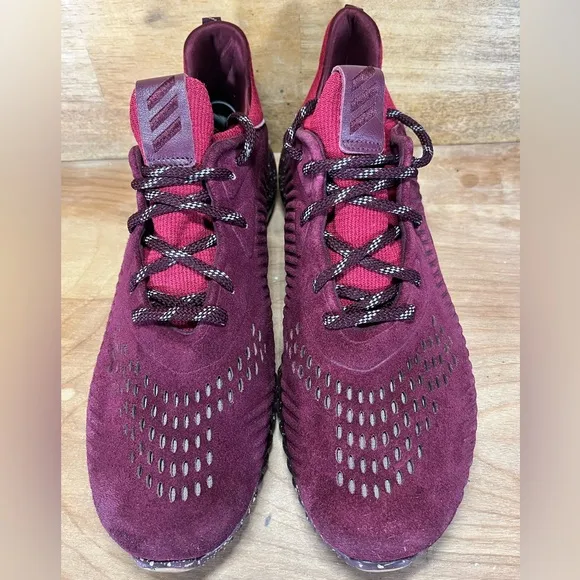 Adidas Alphabounce Leather/SUEDE Mens Size 11.5 Running Shoes Sneakers Maroon