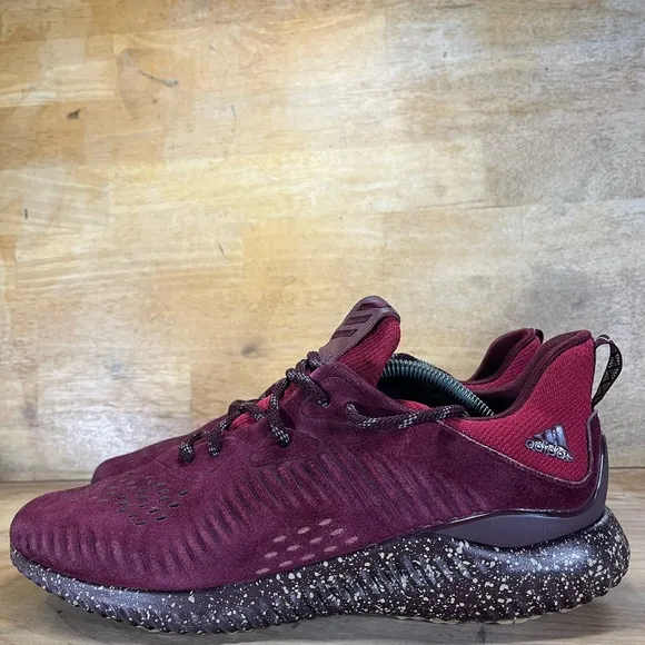 Adidas Alphabounce Leather/SUEDE Mens Size 11.5 Running Shoes Sneakers Maroon