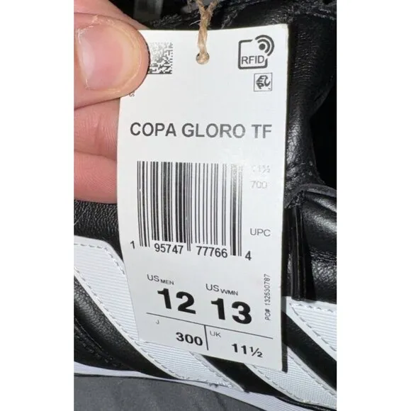 Adidas Copa Gloro TF Mens Leather Indoor Soccer Turf Shoes Size 12 Black White