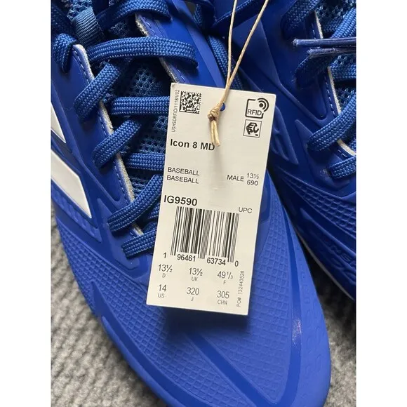 Adidas Icon 8 MD Men's Size 14 Baseball Cleats Shoes Blue Trainers NEW IG9590