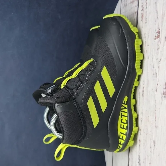 Adidas Kid's FortaRun BOA ATR Reflective Black Neon Shoes FZ5472 Size 3