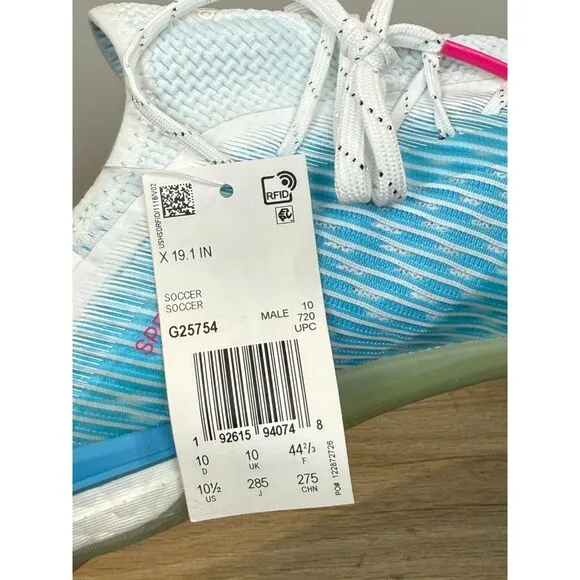 Adidas Men's X 19.1 IN G25754 Size 10.5 Bright Cyan Indoor Soccer Shoes NWOB