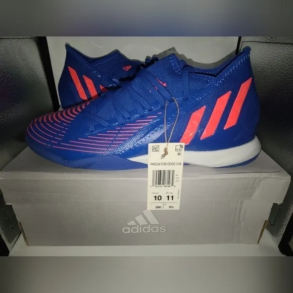 Adidas Predator Edge.3 IN 'Hi-Res Blue Turbo' Indoor Soccer Shoes Men's Size 10