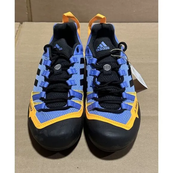 adidas Terrex Swift Solo Approach Blue Fusion Solar Gold Hiking Shoes Men's 7.5