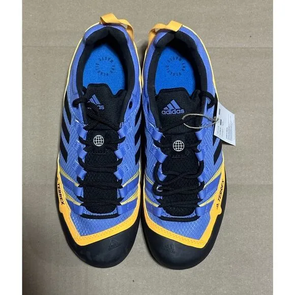 adidas Terrex Swift Solo Approach Blue Fusion Solar Gold Hiking Shoes Men's 7.5