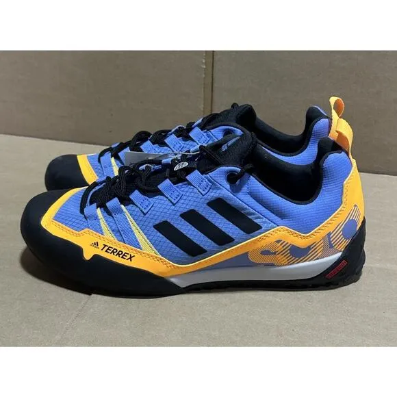 adidas Terrex Swift Solo Approach Blue Fusion Solar Gold Hiking Shoes Men's 7.5