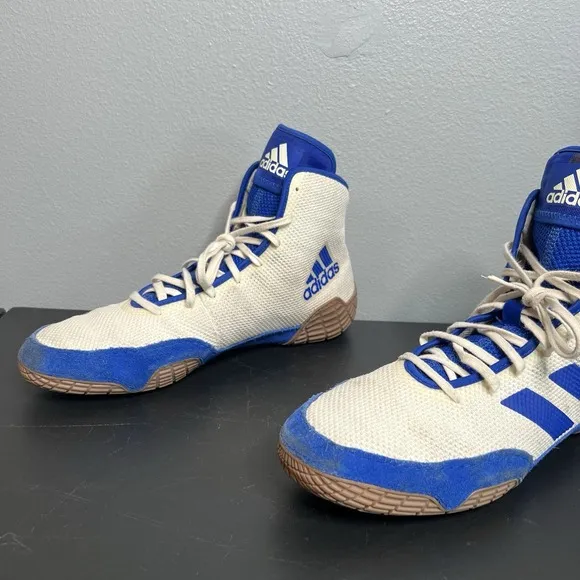 Adidas White Royal Blue Tech Fall 2.0 Wrestling Shoes Mens Size 13 FU8171