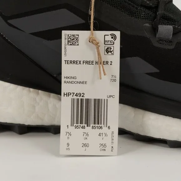 Adidas Women's Terrex Free Hiker 2 GTX 'Black Grey' HP7492 Multi Size