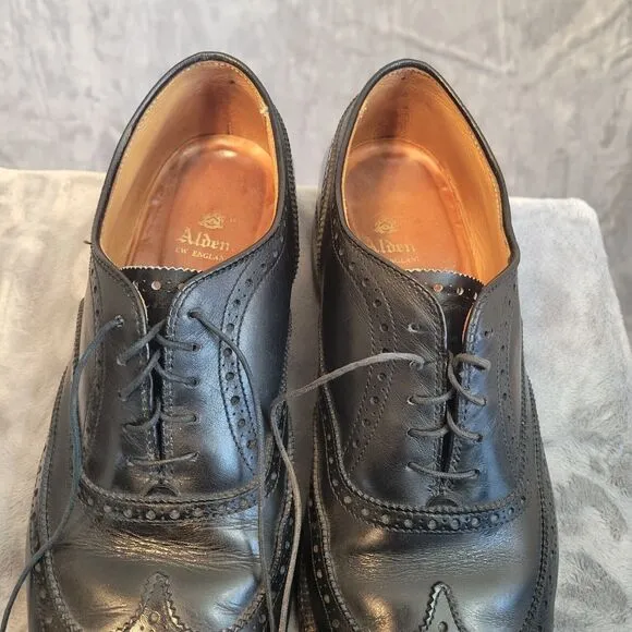 Alden Mens Black Wingtip Calfskin 903 Hampton‎ Size 9 B/D Oxford Shoes