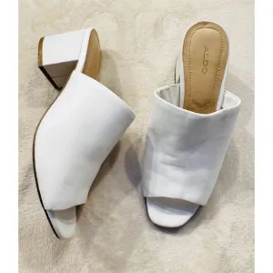 ALDO Women's White Slip-On Block Heel Sandals Size 6.5 US