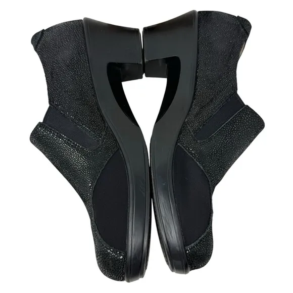 Alegria Hayli Black Leather Slip On Anti Skid Comfort Shoes Size EU 40 US 9.5 10