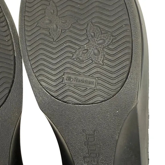 Alegria Hayli Black Leather Slip On Anti Skid Comfort Shoes Size EU 40 US 9.5 10
