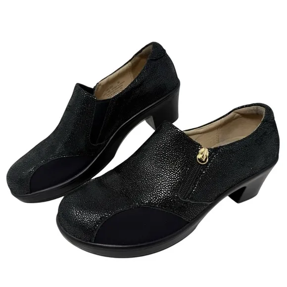 Alegria Hayli Black Leather Slip On Anti Skid Comfort Shoes Size EU 40 US 9.5 10
