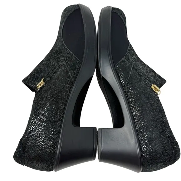 Alegria Hayli Black Leather Slip On Anti Skid Comfort Shoes Size EU 40 US 9.5 10