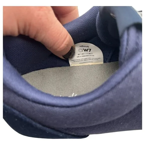 Allbirds Couriers Organic Cotton Trainers Shoes Sneakers Navy Indigo Size 7