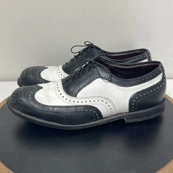 Allen Edmonds Medalist Golf Shoes Men Size 10 D Black White Leather Golf Spikes