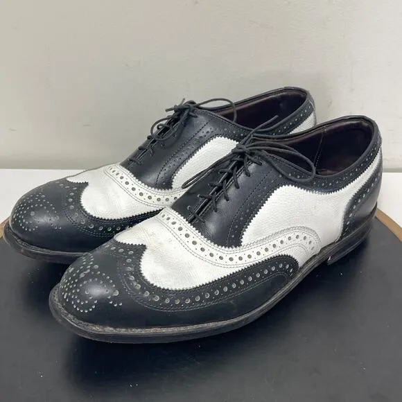 Allen Edmonds Medalist Golf Shoes Men Size 10 D Black White Leather Golf Spikes