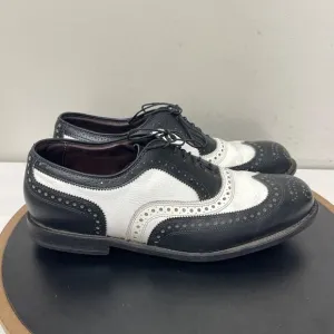 Allen Edmonds Medalist Golf Shoes Men Size 10 D Black White Leather Golf Spikes