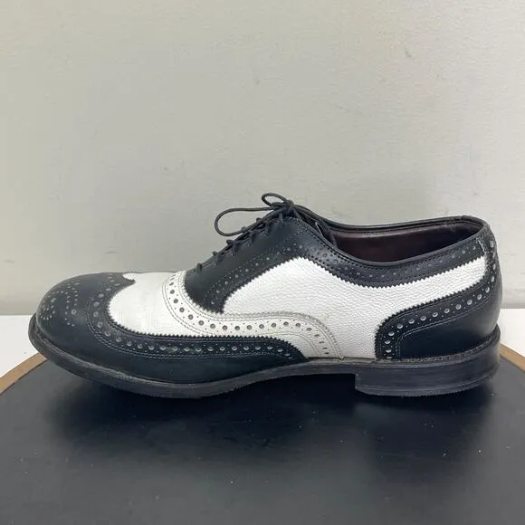 Allen Edmonds Medalist Golf Shoes Men Size 10 D Black White Leather Golf Spikes