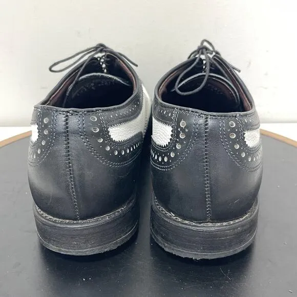 Allen Edmonds Medalist Golf Shoes Men Size 10 D Black White Leather Golf Spikes