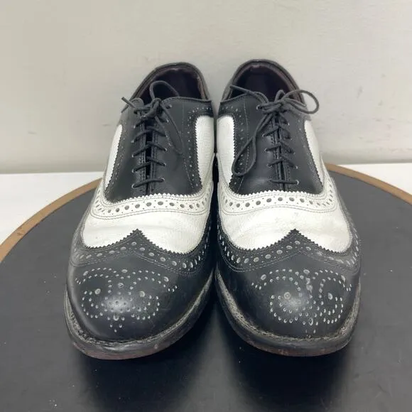 Allen Edmonds Medalist Golf Shoes Men Size 10 D Black White Leather Golf Spikes