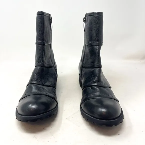 Andre Assous Genuine Leather Black Midi Side zip boots waterproof sz EUR 40/9.5
