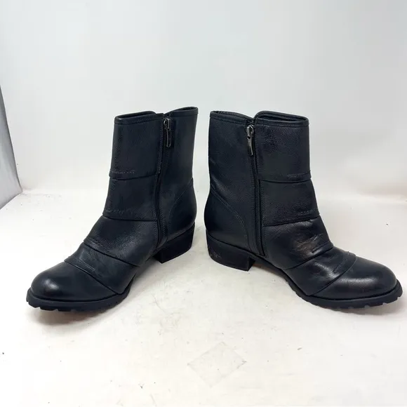 Andre Assous Genuine Leather Black Midi Side zip boots waterproof sz EUR 40/9.5