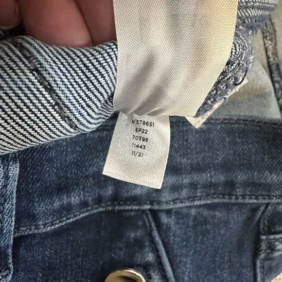 Ann Taylor Womens Blue Denim Wide Leg Button Jeans Size 8