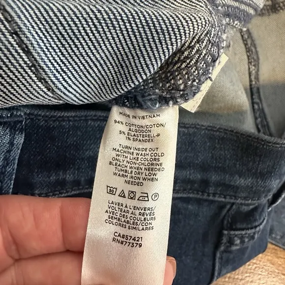 Ann Taylor Womens Blue Denim Wide Leg Button Jeans Size 8