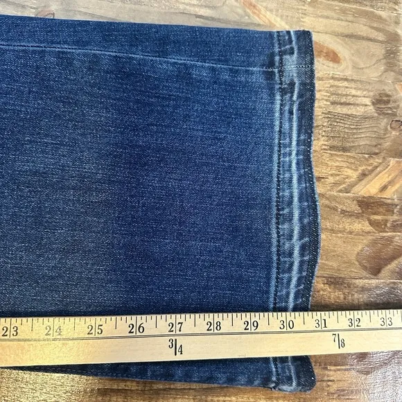 Ann Taylor Womens Blue Denim Wide Leg Button Jeans Size 8
