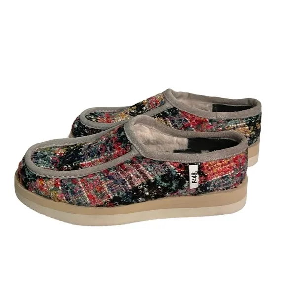 Anthopologie P448 bubble slip on sneakers. SZ 37 Woven multi color. Sz 6.5 USA