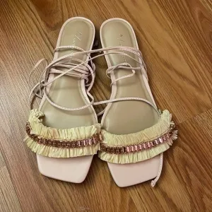 Anthropologie Embellished Tie-Up Sandals. NEW