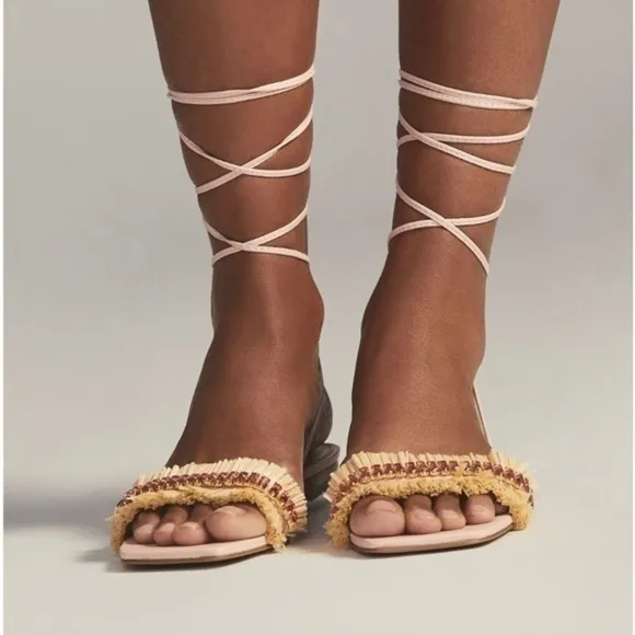 Anthropologie Embellished Tie-Up Sandals. NEW