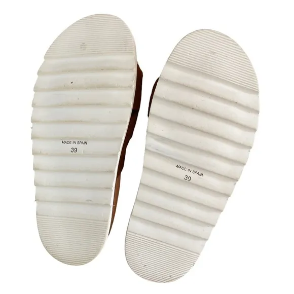 Anthropologie Liza Brown Suede Twist Slide Sandals Size 39 NWOT