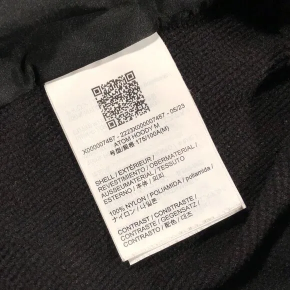 Arc'teryx Men's Atom LT Hoody Outdoor Jacket Black size Medium M B31