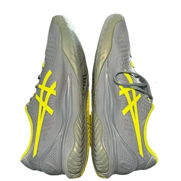 ASICS Gel-Resolution 9 Men’s Size 12.5 Wide Tennis Shoes Steel Blue/Hazard Green