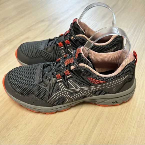 Asics Woman’s Gel Venture 8 Running Shoes Grey Blush‎ Pink Orange Size 9 Wide.