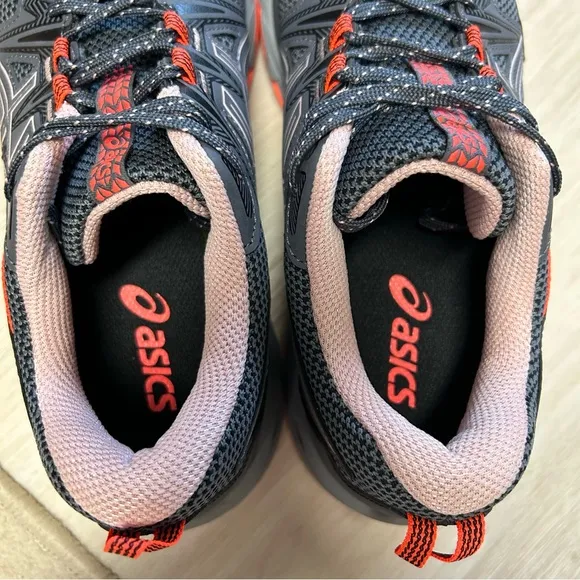 Asics Woman’s Gel Venture 8 Running Shoes Grey Blush‎ Pink Orange Size 9 Wide.