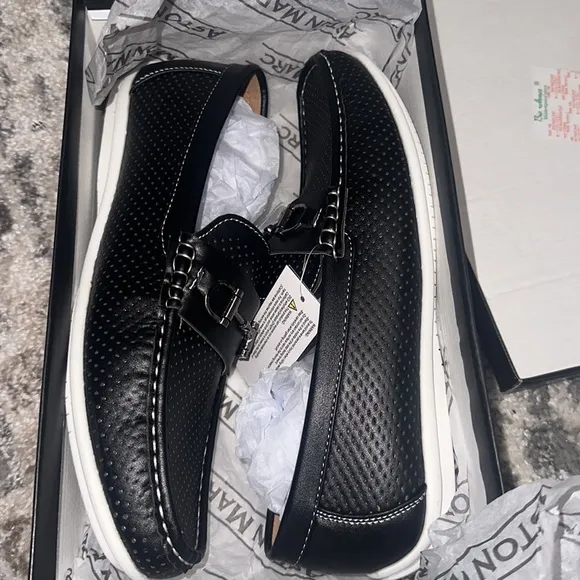 ASTON MARC PERFORATED BIT LOAFER BLACK 10 NIB