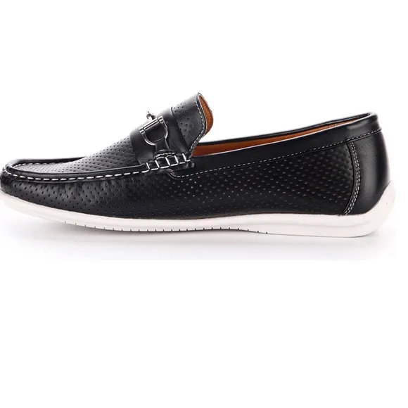 ASTON MARC PERFORATED BIT LOAFER BLACK 10 NIB