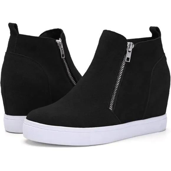 Athlefit Women's Wedge Sneakers Hidden Heel Platform Wedge Booties Hidden