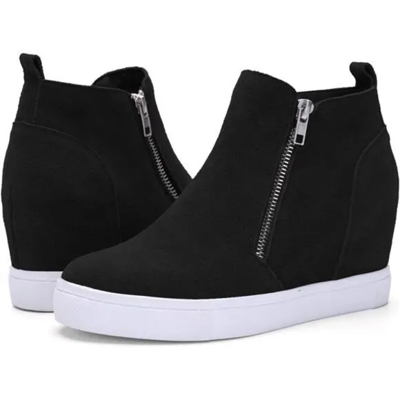 Athlefit Women's Wedge Sneakers Hidden Heel Platform Wedge Booties Hidden