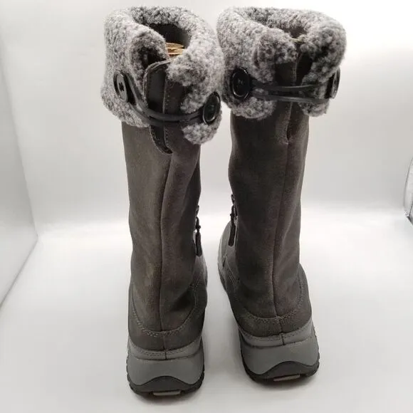 Baffin Women Allie Tall Winter Boots Size 7 Gray Suede Waterproof Faux Fur