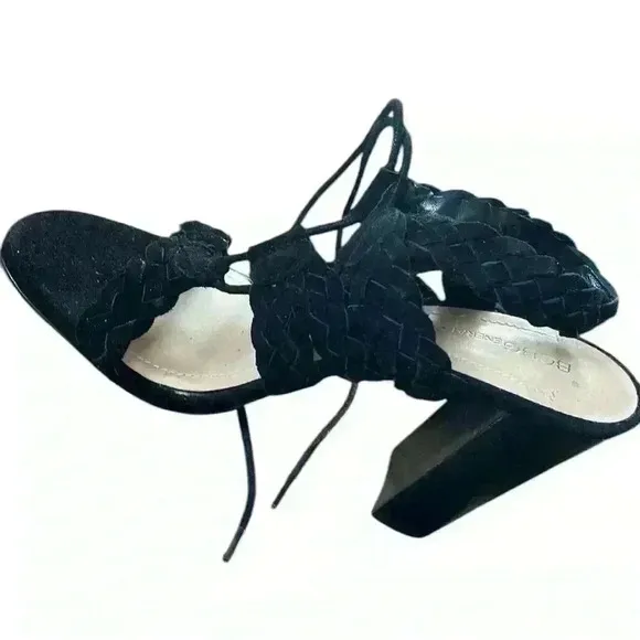 BCBG BCBGeneration Lorette- X Black Suede Lace Up Sandals/ Heels Women’s Size 7