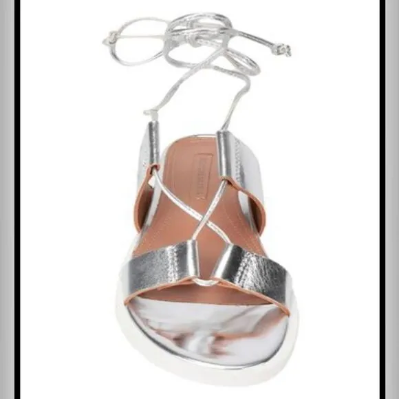 BCBG MaxAzria Sandals In Silver. Leather
