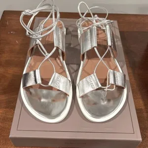 BCBG MaxAzria Sandals In Silver. Leather