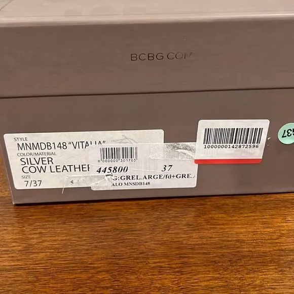 BCBG MaxAzria Sandals In Silver. leather