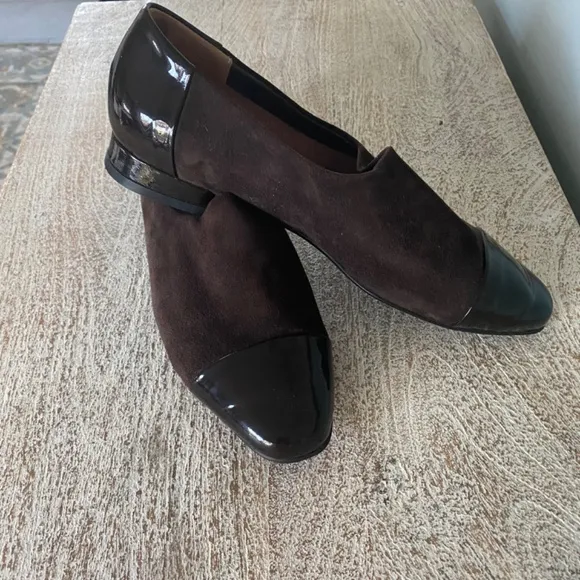 Beautifeel Lucy Shoes Suede Patent Leather Cap Toe Heel Brown Size 37