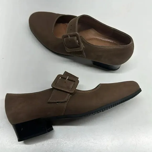 BeautiFeel Suede Mary Jane Comfort Shoes Buckle Tan Brown Size EUR 37 US 6 6.5